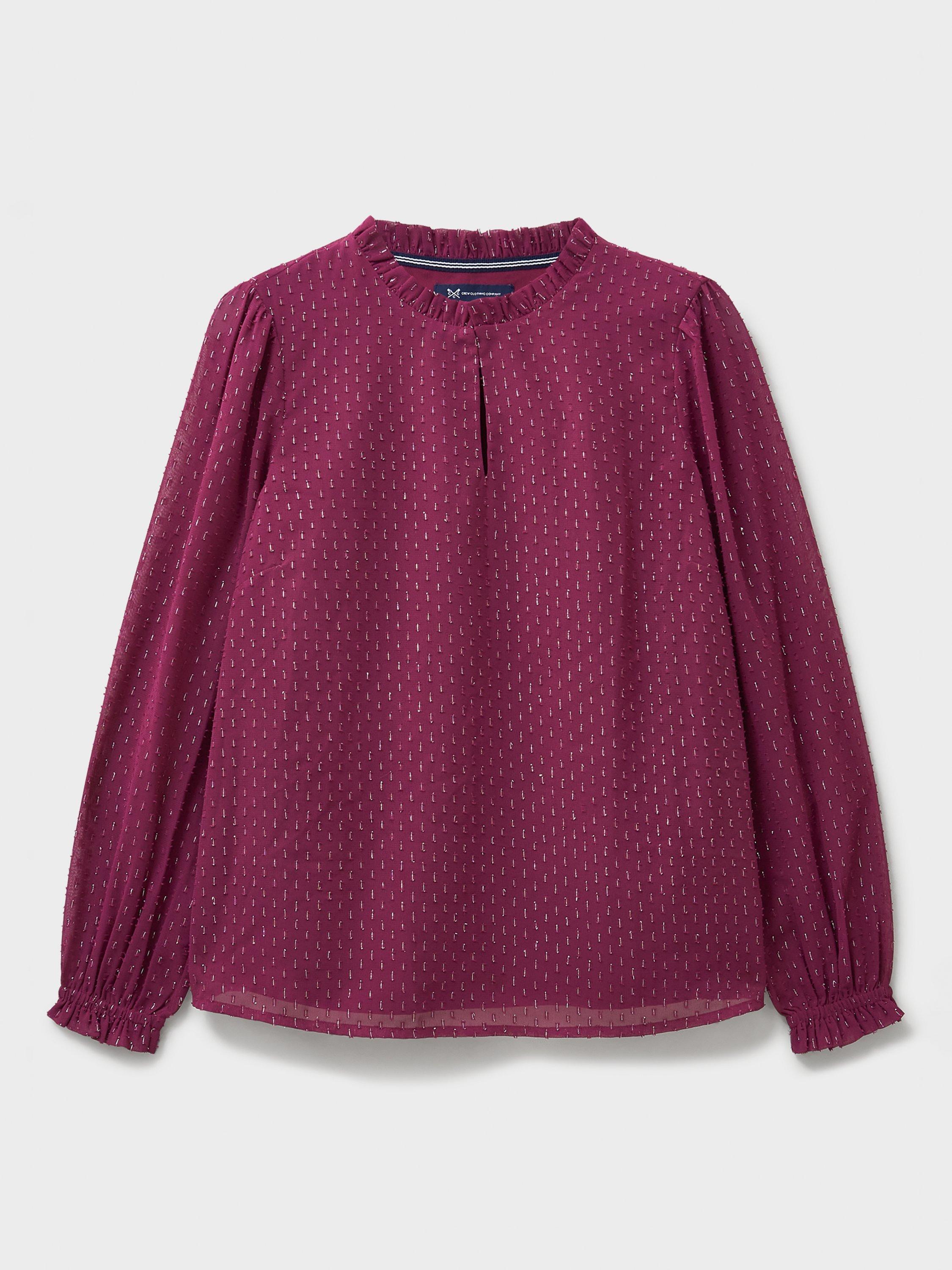 Product image 5 of 5, which shows Crew Clothing Iris Sparkle Top, Burgundy, 10
