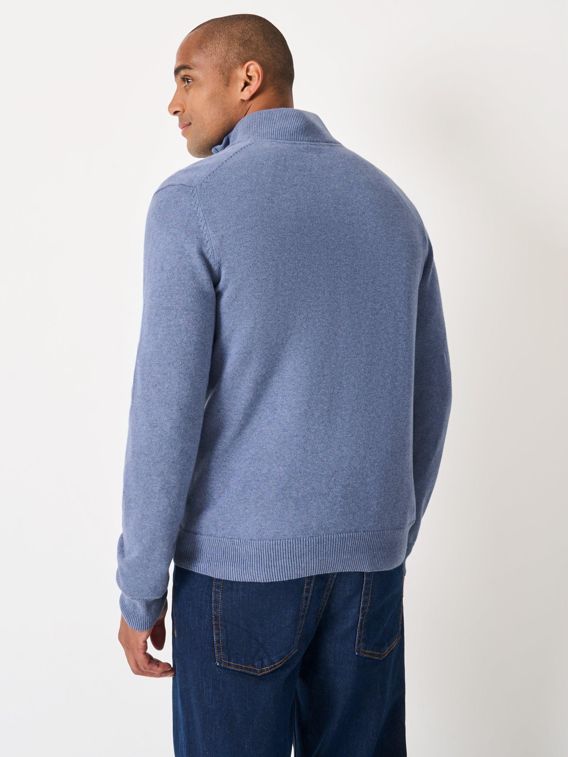 Product image 2 of 5, which shows Crew Clothing Cotton Half-Zip Jumper, Mid Blue, XS