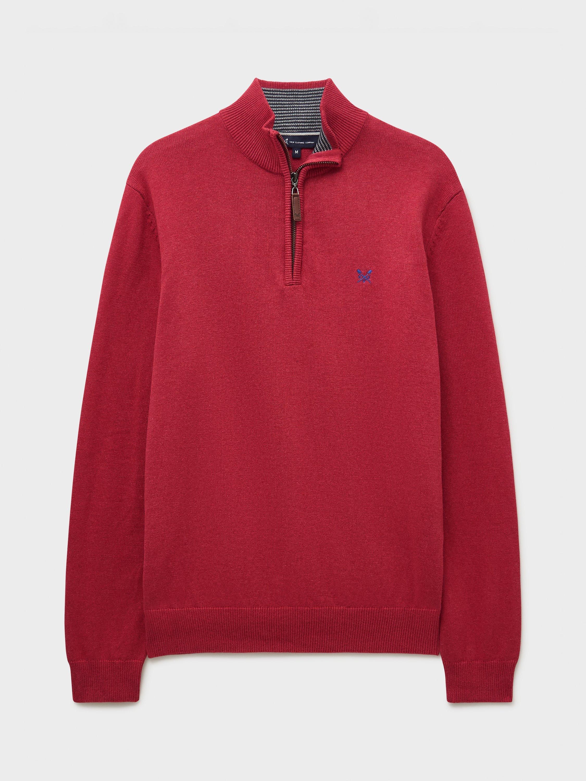 Product image 5 of 5, which shows Crew Clothing Cotton Half-Zip Jumper, Red, XS