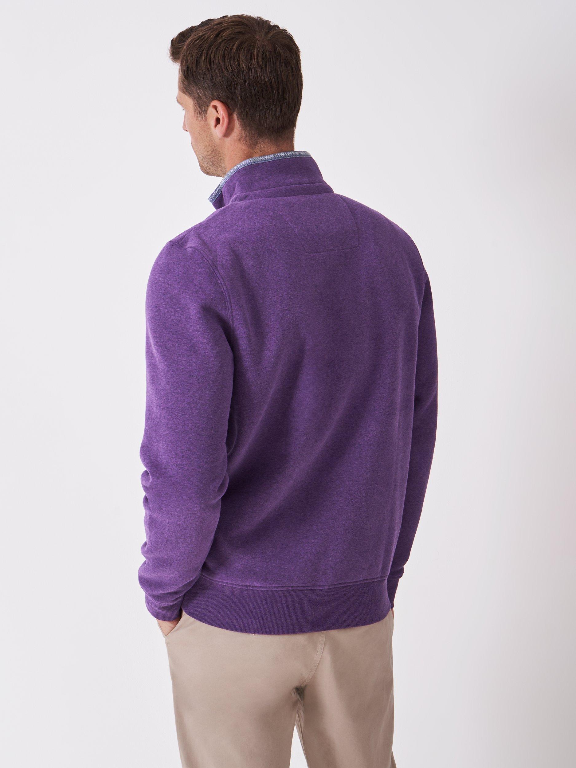 Product image 2 of 5, which shows Crew Clothing Classic Half Zip Sweatshirt, Purple, XS