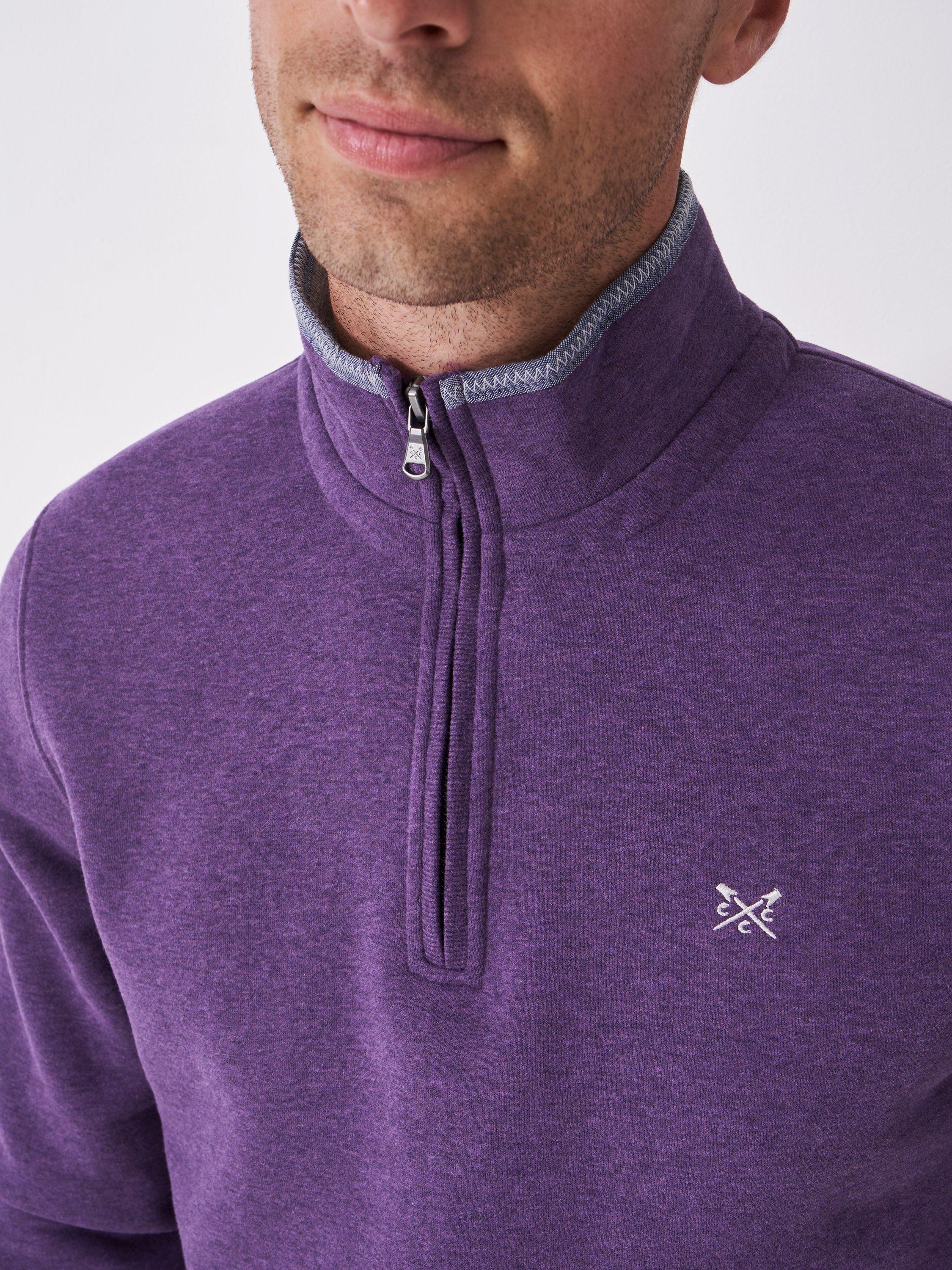 Product image 4 of 5, which shows Crew Clothing Classic Half Zip Sweatshirt, Purple, XS