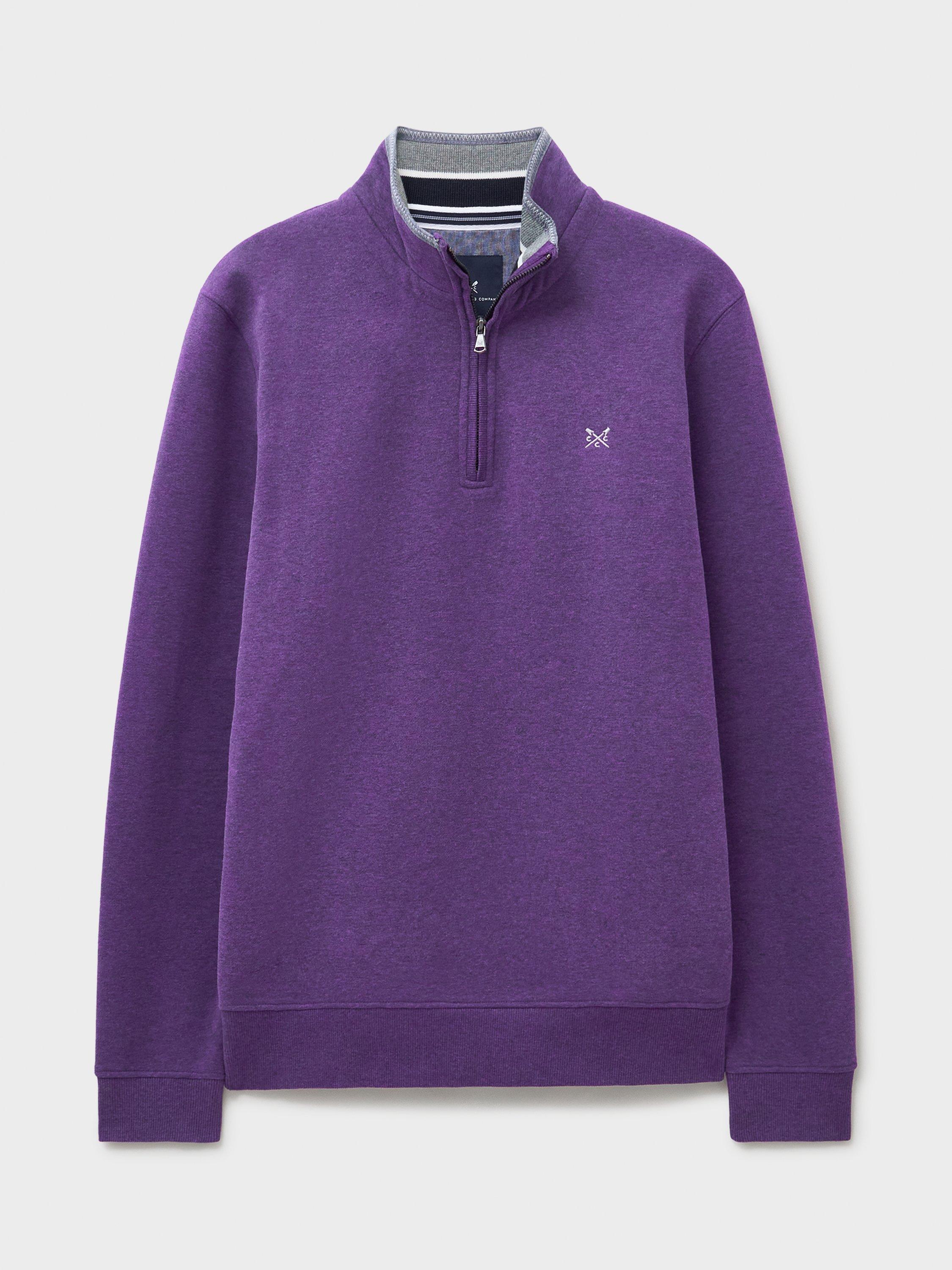 Product image 5 of 5, which shows Crew Clothing Classic Half Zip Sweatshirt, Purple, XS
