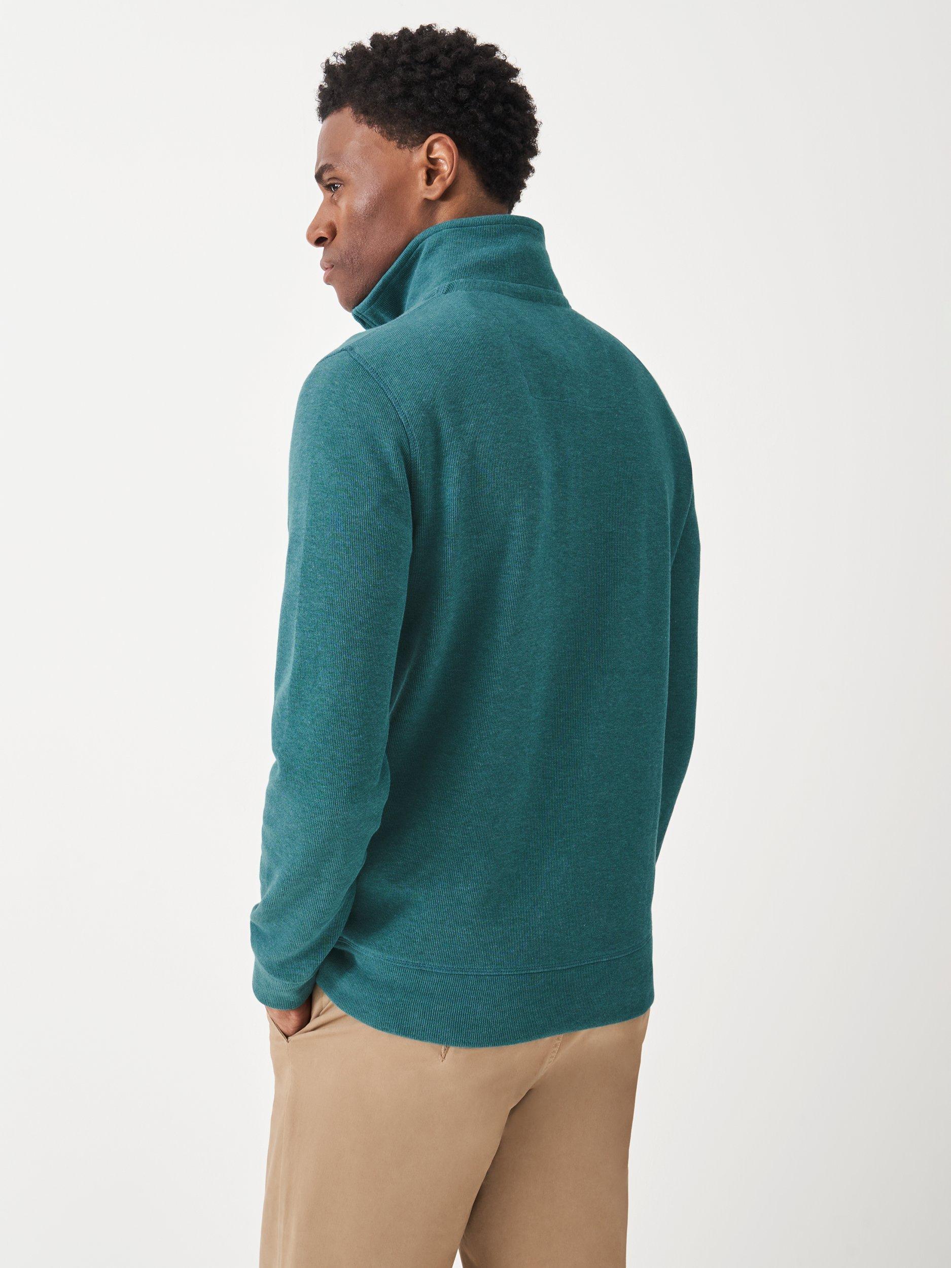 Product image 2 of 5, which shows Crew Clothing Cotton Quarter-Zip Jumper, Teal, L