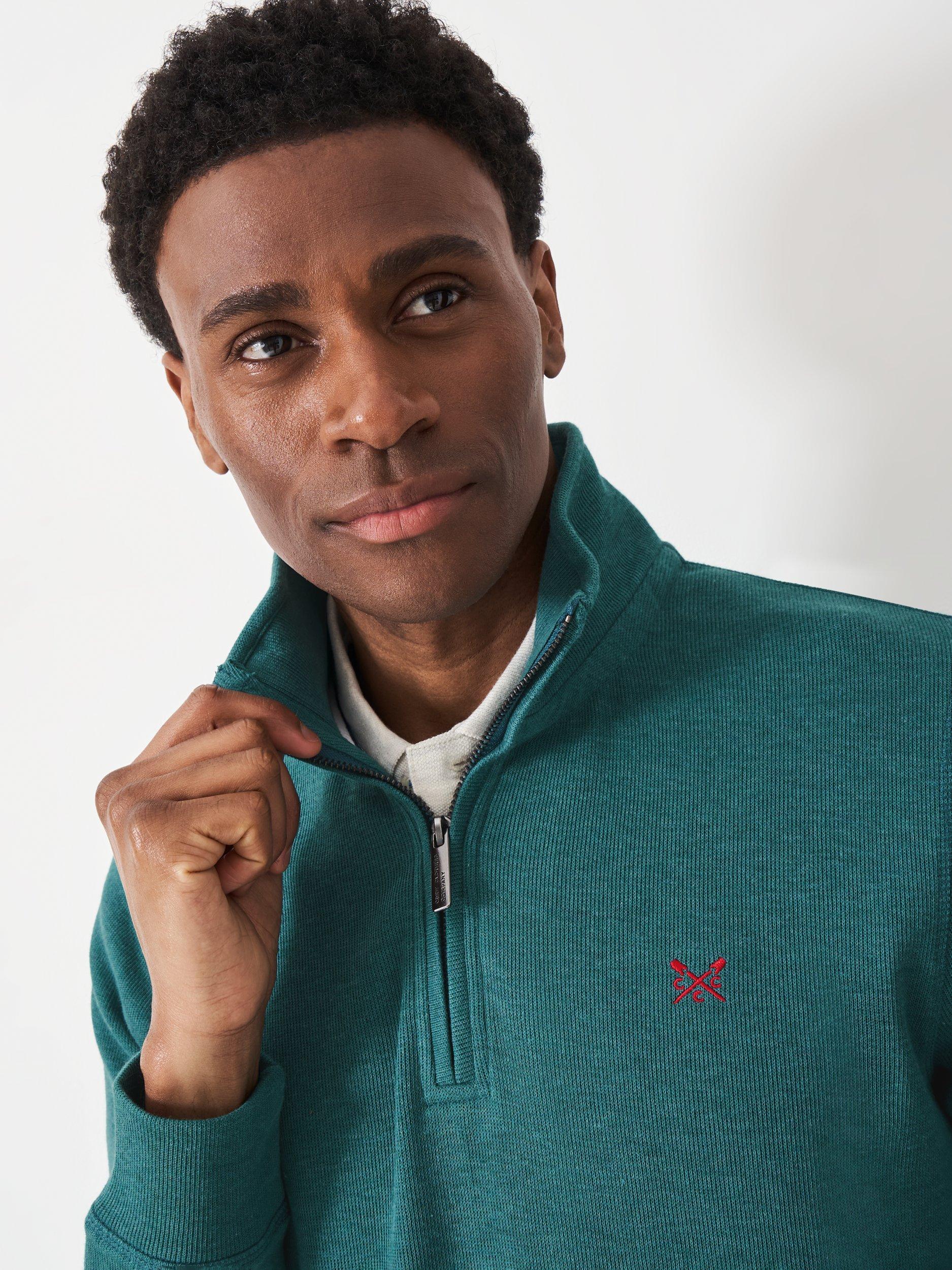 Product image 4 of 5, which shows Crew Clothing Cotton Quarter-Zip Jumper, Teal, L