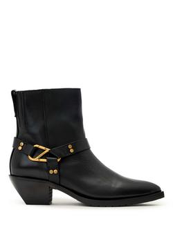 AllSaints Fox Carabiner Leather Ankle Boots, Black, Black