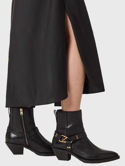 AllSaints Fox Carabiner Leather Ankle Boots, Black - view 2, Black