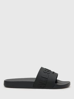 AllSaints Biggy Logo Slider Sandals, Black, Black
