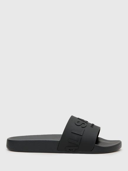 AllSaints Biggy Logo Slider Sandals, Black