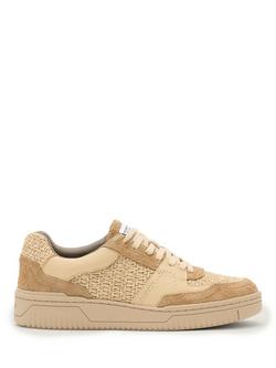 AllSaints Hix Raffia Lace Up Trainers, Natural/Brown, Natural/Brown