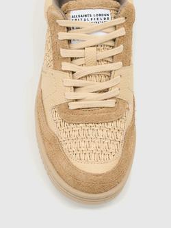 AllSaints Hix Raffia Lace Up Trainers, Natural/Brown - view 2, Natural/Brown