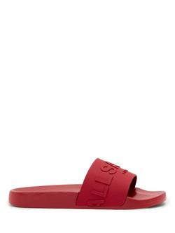 AllSaints Biggy Logo Slider Sandals, Bright Red