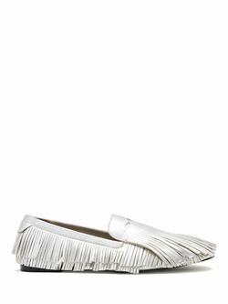 AllSaints Sandy Fringed Loafers, Silver Shine, Silver Shine