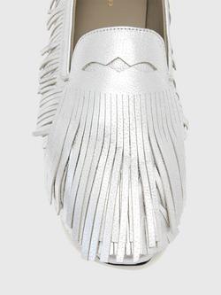 AllSaints Sandy Fringed Loafers, Silver Shine - view 2, Silver Shine
