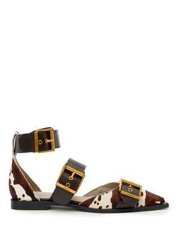 AllSaints Sutton Leather Buckle Detail Mules, White/Multi, White/Multi