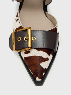 AllSaints Sutton Leather Buckle Detail Mules, White/Multi - view 2, White/Multi