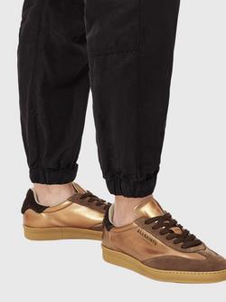 AllSaints Thelma Colour Block Leather Trainers - view 2, Bronze/Brown
