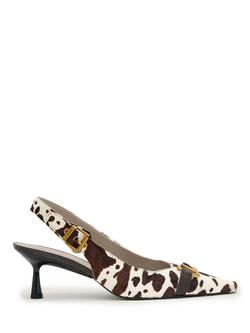 AllSaints Hera Cow Hair Suede Slingback Court Shoes, White/Multi, White/Multi