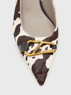 AllSaints Hera Cow Hair Suede Slingback Court Shoes, White/Multi - view 2, White/Multi