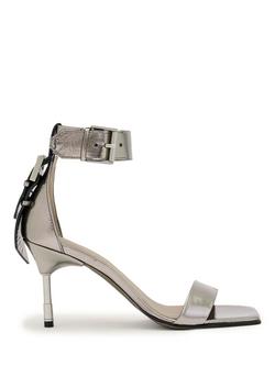 AllSaints Noir Leather Stiletto Heel Sandals, Gunmetal Grey, Gunmetal Grey