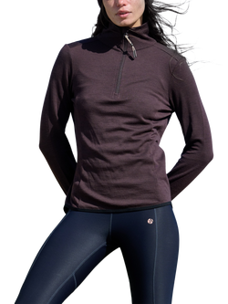 ACAI Thermobase Quarter Zip Merino Wool Blend Top, Chocolate Plum, Chocolate Plum