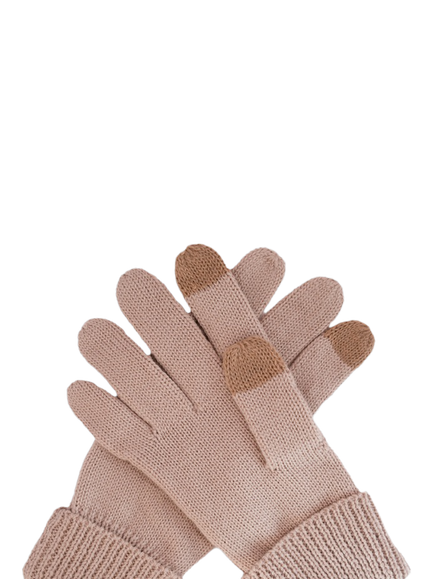 ACAI Merino Wool Blend Cable Knit Gloves - view 2, Almond