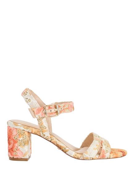 Dune London Merisa Block Heel Sandals, Orange/Multi, Orange/Multi