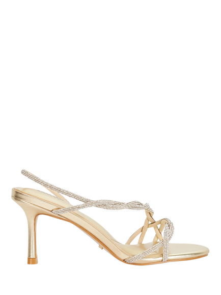 Dune London Milene Embellished Stiletto Heel Slingback Sandals, Gold, Gold