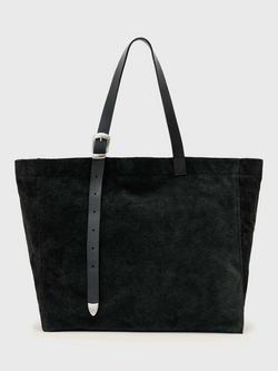 AllSaints Haven Suede Twin Handle Tote Bag, Black, Black