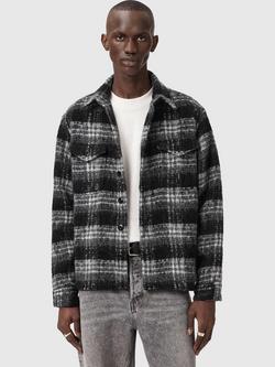 AllSaints Kory Check Long Sleeve Shirt, Black/Charcoal, Black/Charcoal