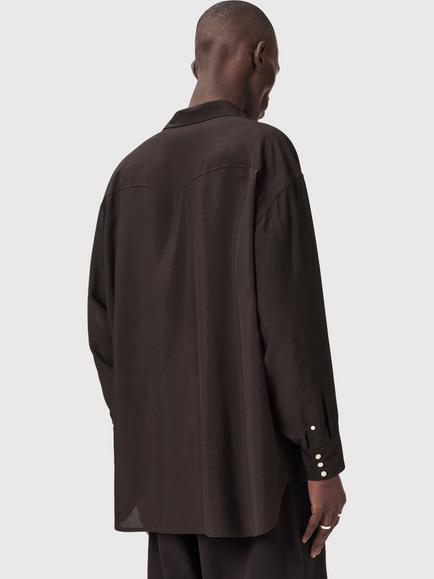 AllSaints Pickett Oversized Long Sleeve Shirt, Brown - view 2, Brown