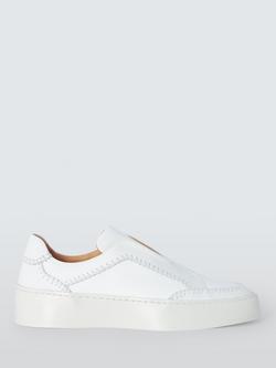 John Lewis Fearless Leather Chunky Laceless Platform Trainers, White, White