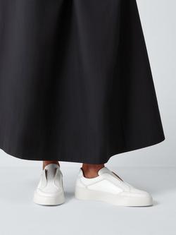 John Lewis Fearless Leather Chunky Laceless Platform Trainers, White - view 2, White