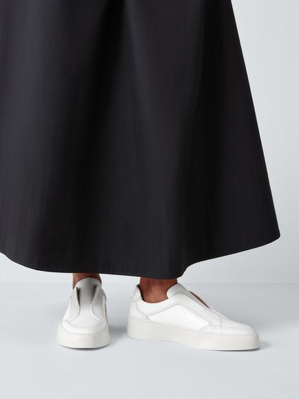 John Lewis Fearless Leather Chunky Laceless Platform Trainers, White - view 2, White