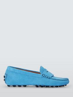 John Lewis Goldrush Suede Smart Driver Loafers, Blue, Blue