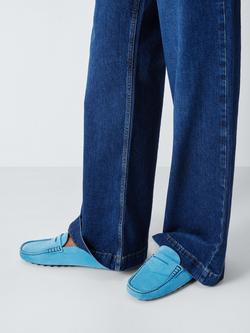 John Lewis Goldrush Suede Smart Driver Loafers, Blue - view 2, Blue