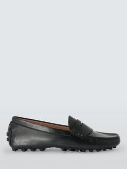 John Lewis Goldrush Leather Smart Driver Loafers, Black, Black