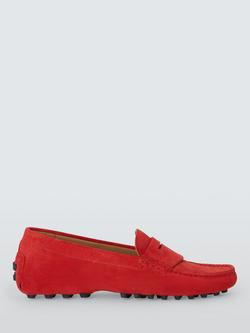 John Lewis Goldrush Suede Smart Driver Loafers, Red, Red