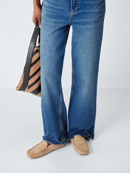 John Lewis Goldrush Suede Smart Driver Loafers, Taupe - view 2, Taupe
