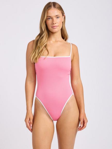 Seafolly Beach Bound Square Neck Swimsuit, Begonia Pink