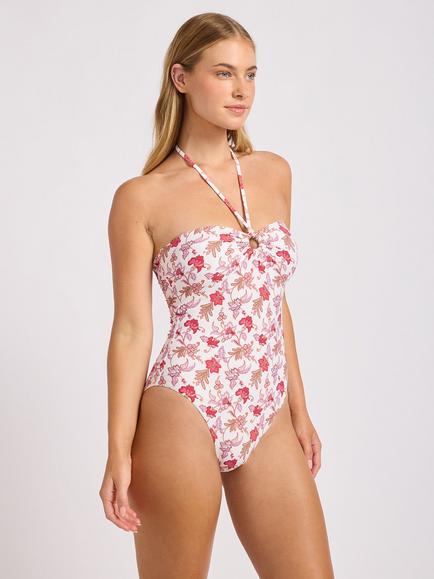 Seafolly Summer Chintz Halterneck Swimsuit, Ecru - view 2, Ecru