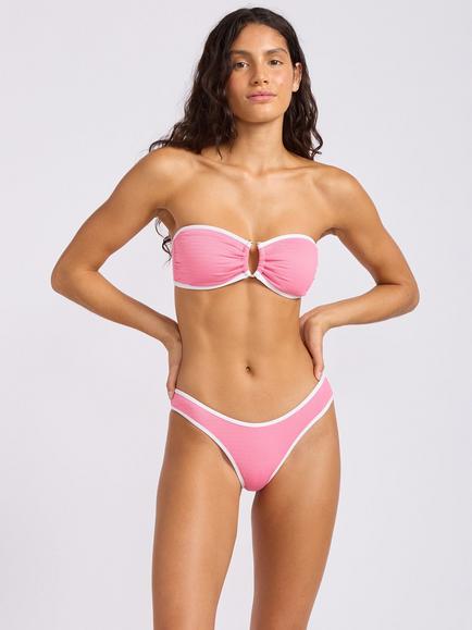 Seafolly Beach Bound Ring Front Bandeau Bikini Top, Begonia Pink