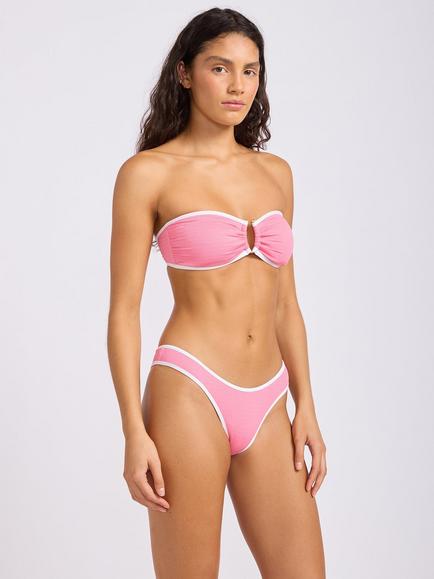 Seafolly Beach Bound Ring Front Bandeau Bikini Top - view 2, Begonia Pink
