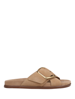 Sam Edelman Darla Leather Buckle Slider Sandals, Cyprus Tan, Cyprus Tan