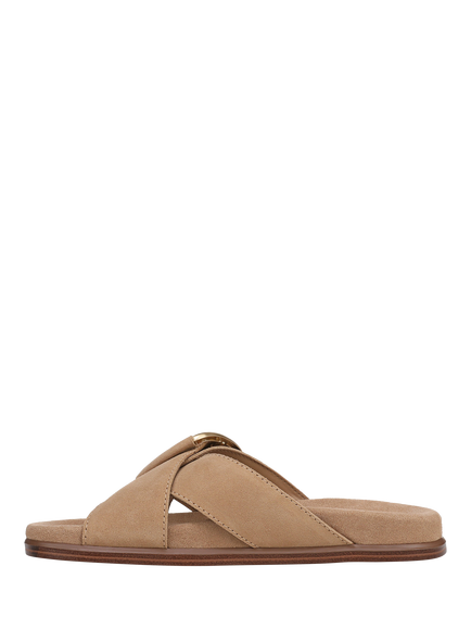 Sam Edelman Darla Leather Buckle Slider Sandals, Cyprus Tan - view 2, Cyprus Tan
