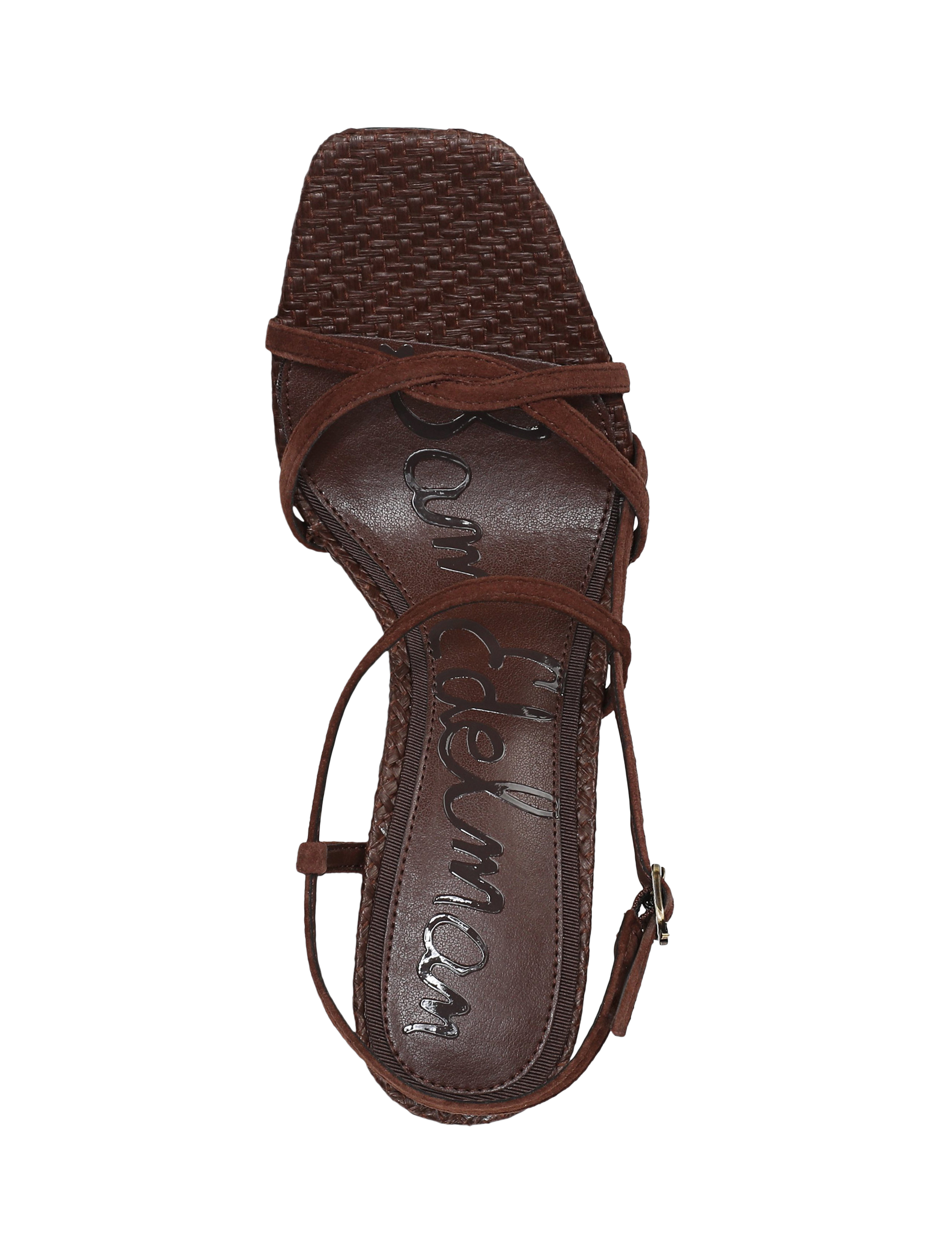 Product image 5 of 6, which shows Sam Edelman Elissa Leather Block Heel Sandals, Ande Brown, 3.5