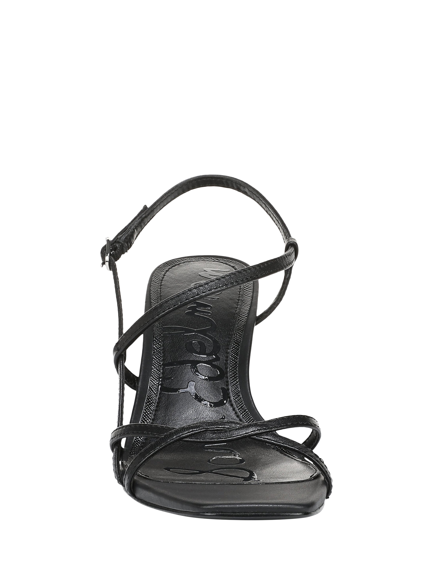 Product image 3 of 6, which shows Sam Edelman Elissa Leather Block Heel Sandals, Black, 3.5