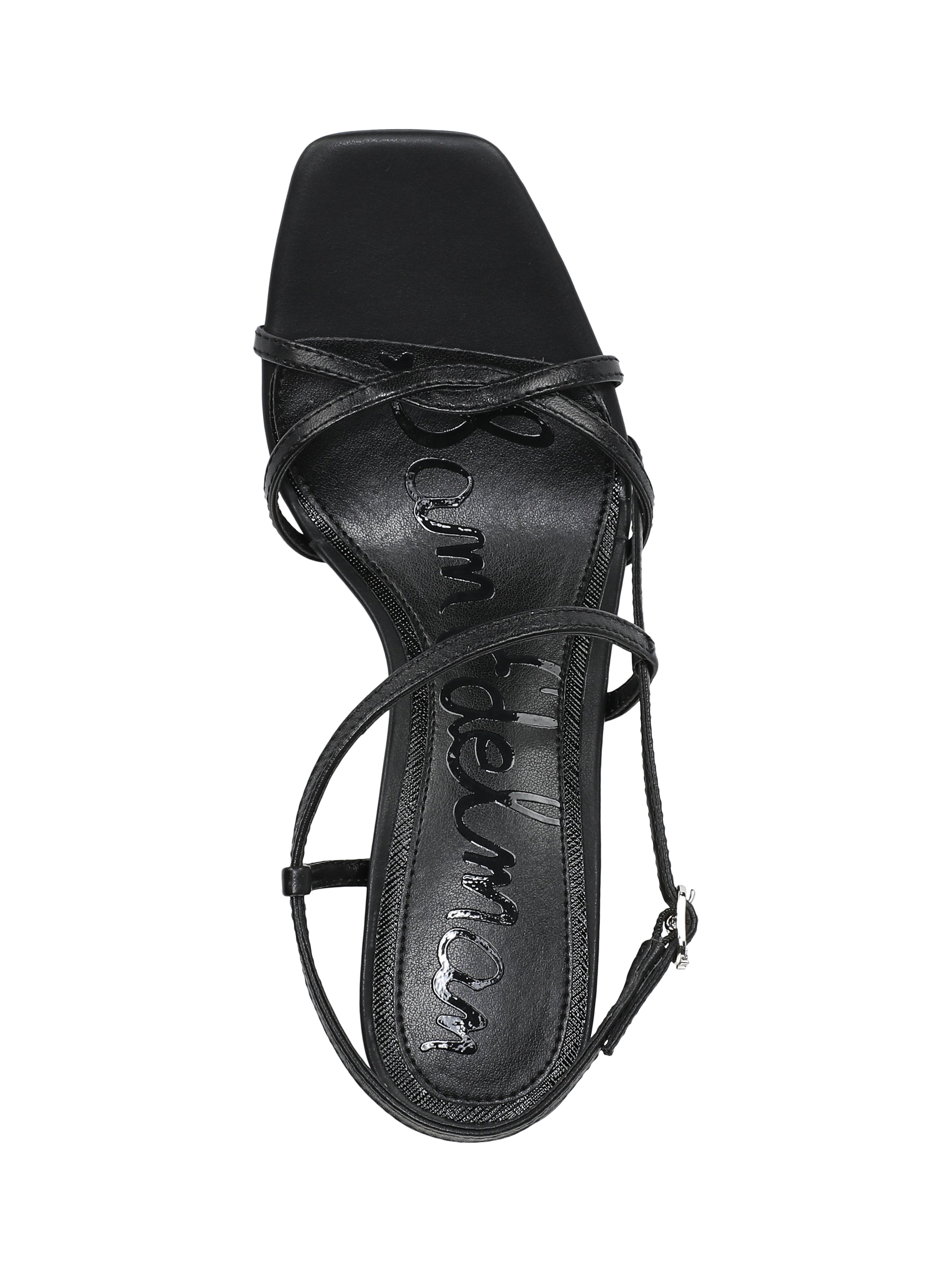 Product image 5 of 6, which shows Sam Edelman Elissa Leather Block Heel Sandals, Black, 3.5