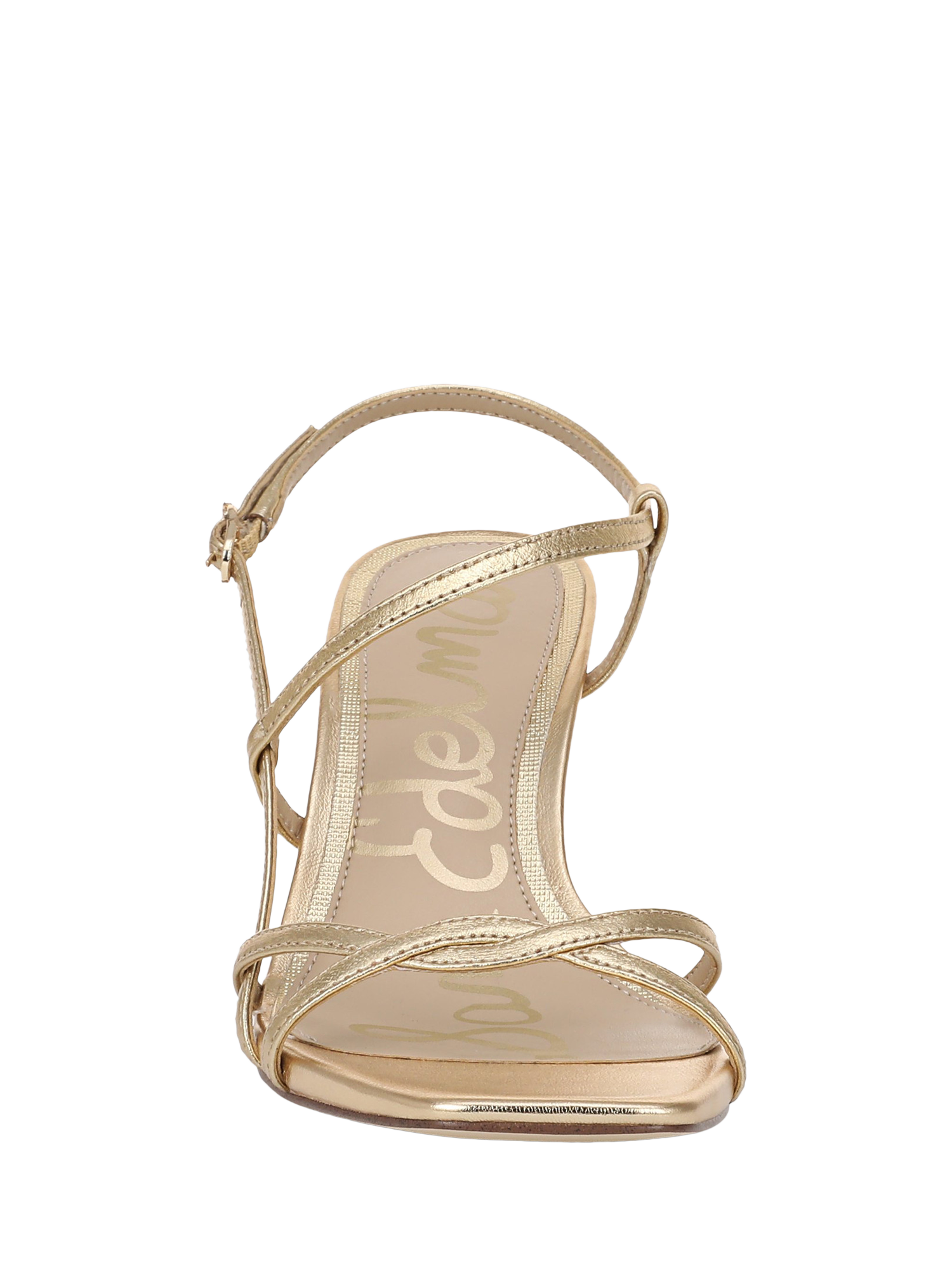 Product image 3 of 6, which shows Sam Edelman Elissa Leather Block Heel Sandals, Amber Gold, 3.5