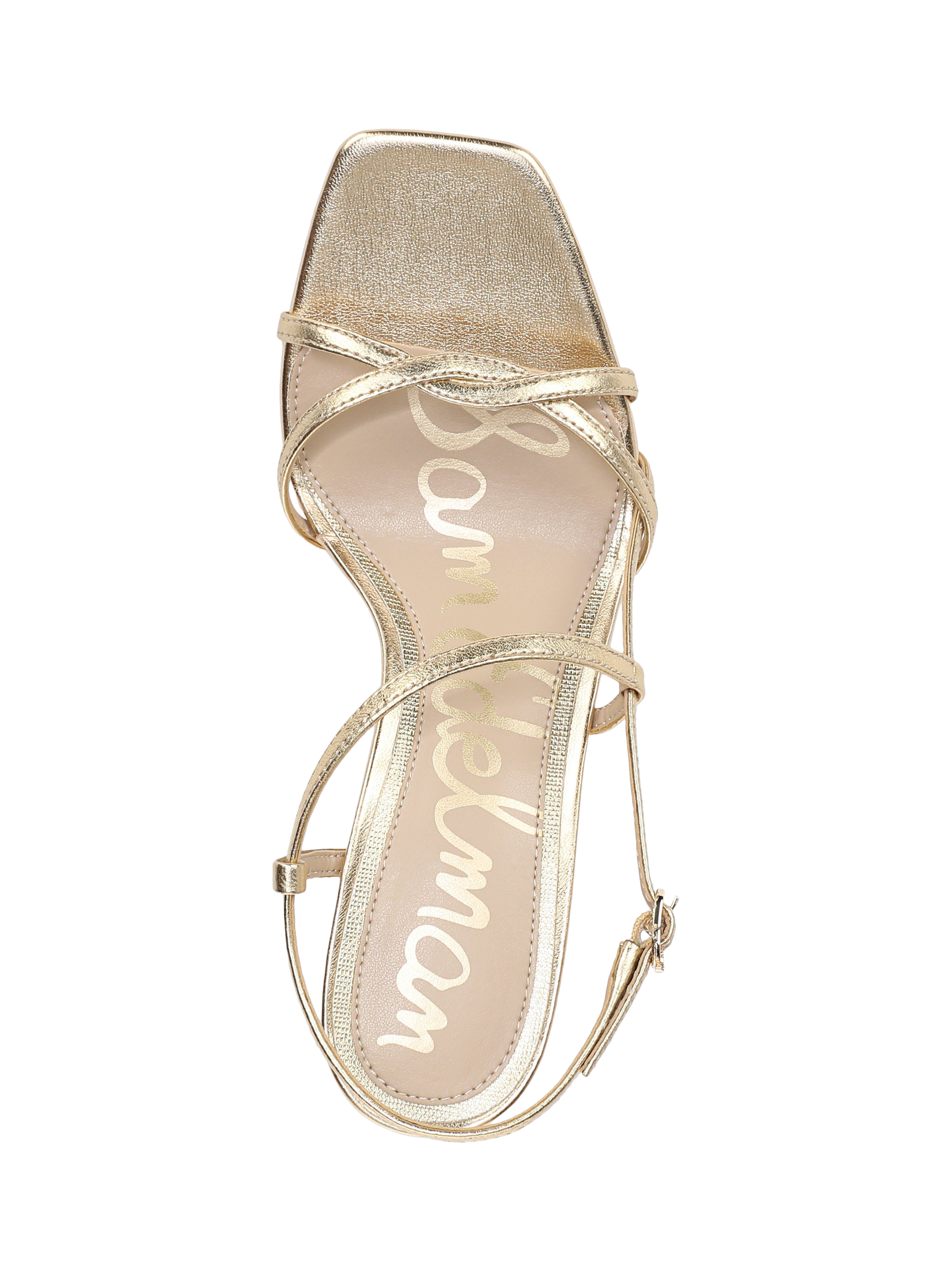 Product image 5 of 6, which shows Sam Edelman Elissa Leather Block Heel Sandals, Amber Gold, 3.5