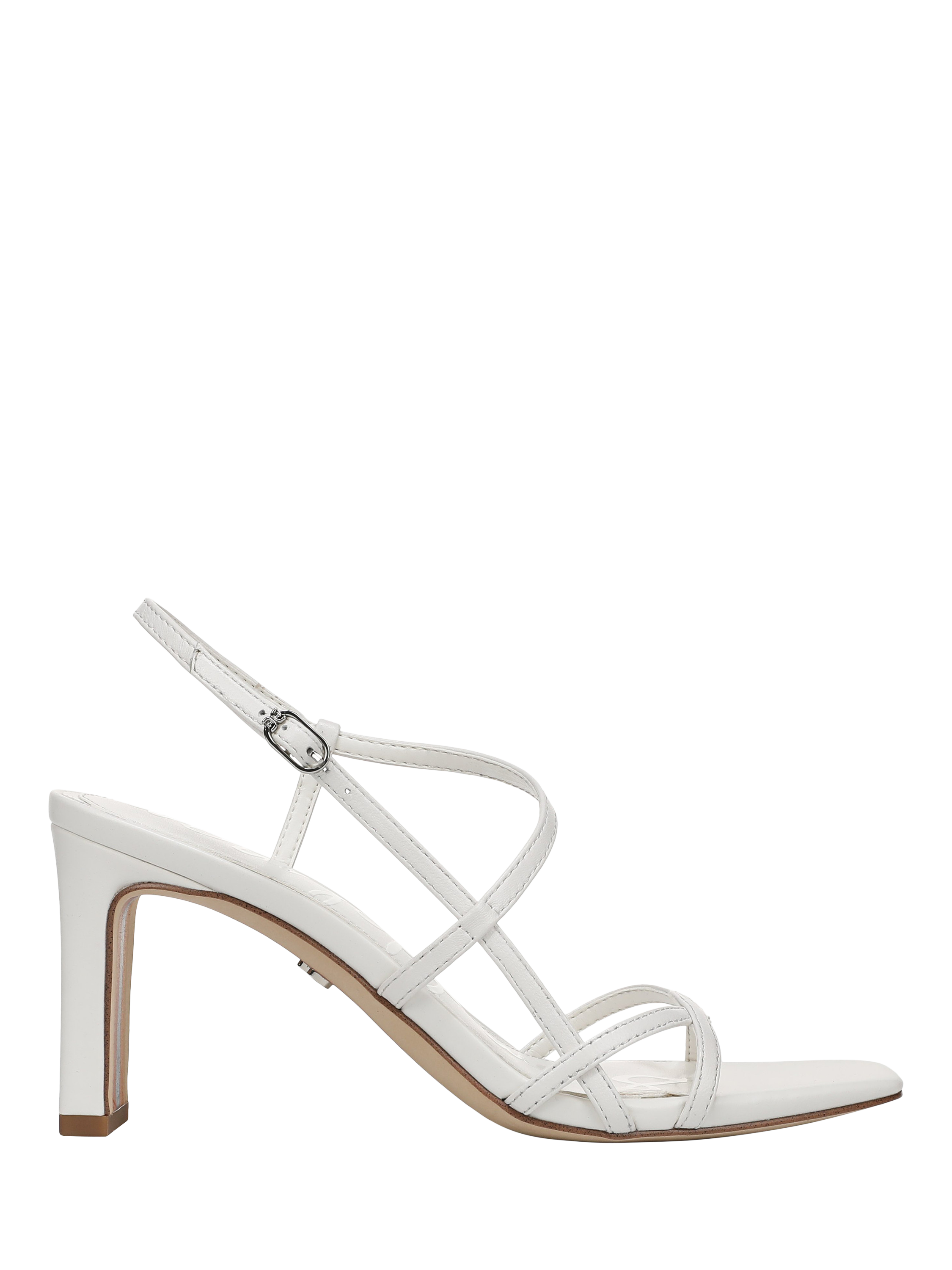 Product image 1 of 6, which shows Sam Edelman Elissa Leather Block Heel Sandals, Bright White, 3.5